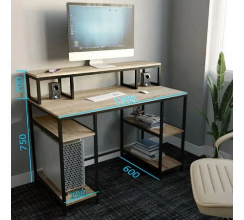 Стол компьютерный в стиле MSMLOFT (металлический каркас)