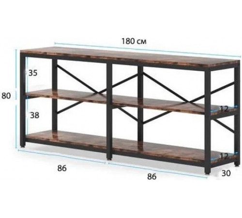 Стол консольный 3-ярусный в фойе с полками