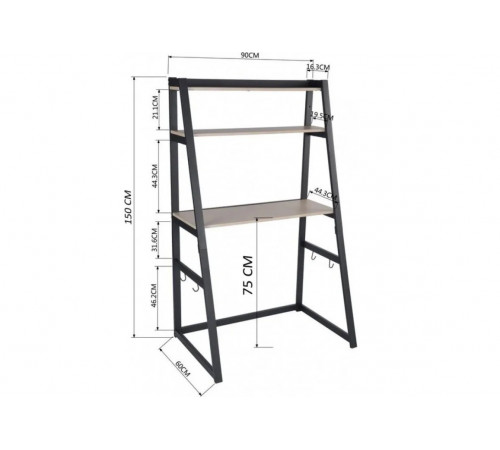 Стол письменный MSMLOFT с металлическим каркасом - 90×60×150 см.