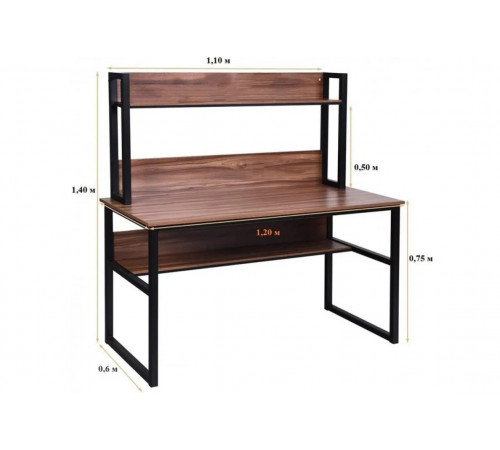 Письменный стол MSMLOFT с металлическим каркасом — 120×60×140 см.