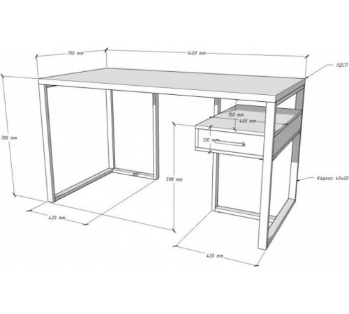 Стол письменный Тирсо-2 – стиль лофт