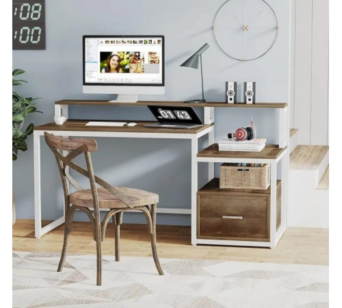 Письменный стол с полками и ящиком для файлов (154×60×90 см)