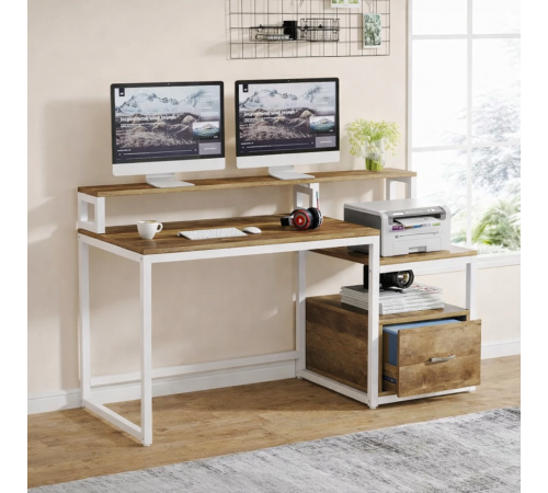 Письменный стол с полками и ящиком для файлов (154×60×90 см)