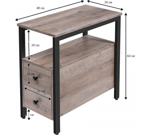 Стол с ящиком и открытой полкой MSMLOFT — 60×30×48 см