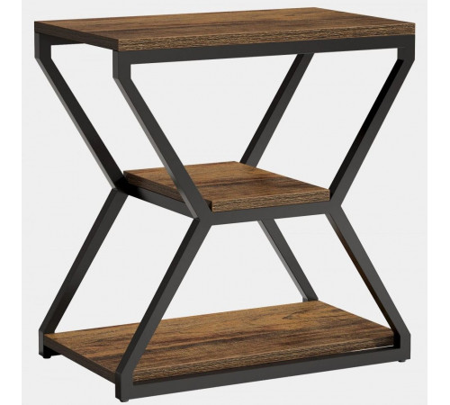 Стол-тумбочка 3-ярусная - 65×60×30 см, лофт-стиль.