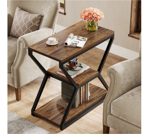 Стол-тумбочка 3-ярусная - 65×60×30 см, лофт-стиль.