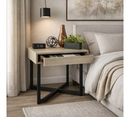 Столик Eldersley – ретро-акцент с ящиком (55×60×60 см)