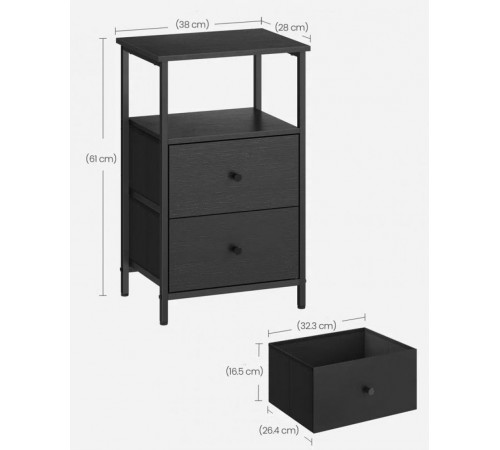 Столик із 2 шухлядами та полицями — 61×38×28 см