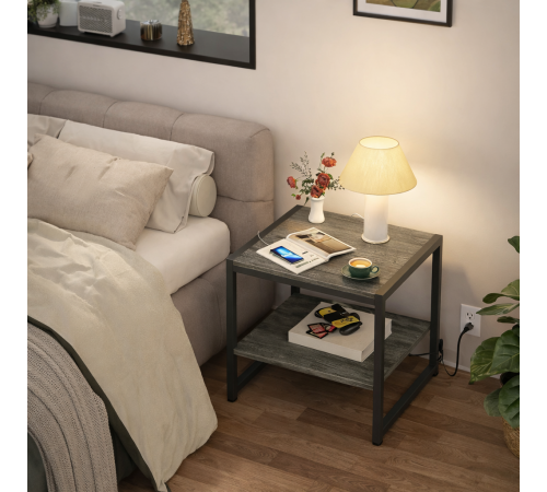 Квадратный столик с 2-уровневым хранилищем — MSMLOFT 50×50×52 см.