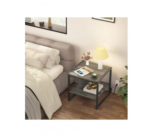 Квадратный столик с 2-уровневым хранилищем — MSMLOFT 50×50×52 см.