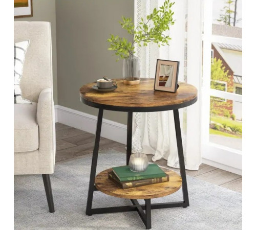 Круглый столик HOOBRO в рустикальном стиле