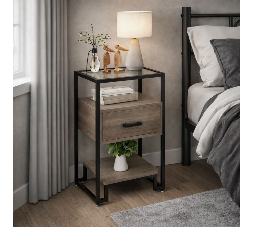 Столик 3-ярусный с ящиком MSMLOFT 78×40×40