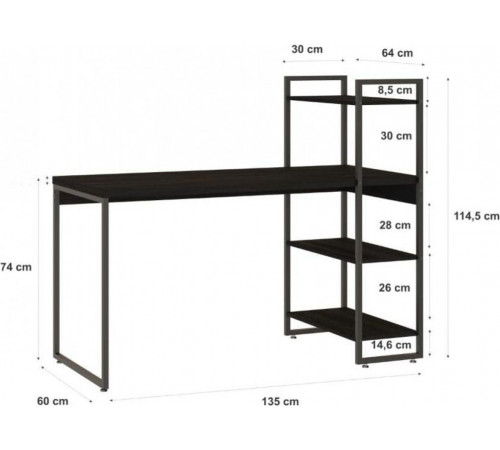 Стол с 3 полками — лофт стиль, МСМ