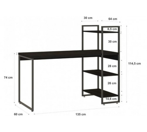 Стол с 3 полками — лофт стиль, МСМ