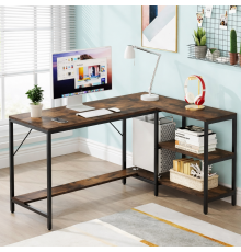 Стол L-образный с 3 выдвижными ящиками и полками