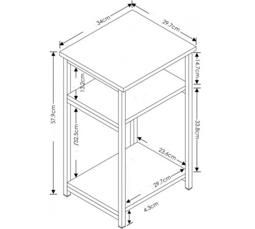 Стол Tray Top – 60×34×29,7 см, минималистичный приставной столик