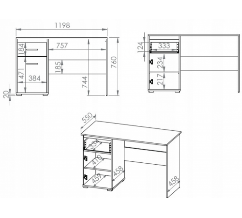 Стол VIVA A10 с ящиком и полкой — MSMLOFT