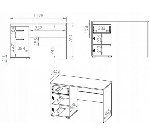 Стол VIVA A10 с ящиком и полкой — MSMLOFT