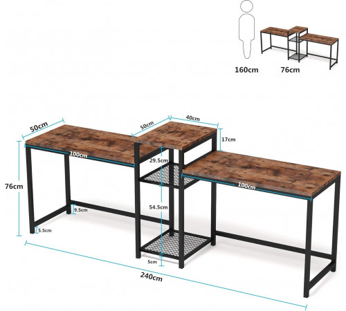 Двухместный стол с полками