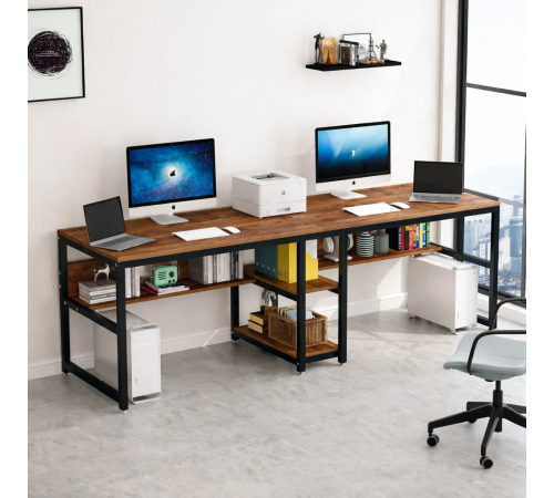 Двухместный письменный стол с полками — 200×60×75 см.