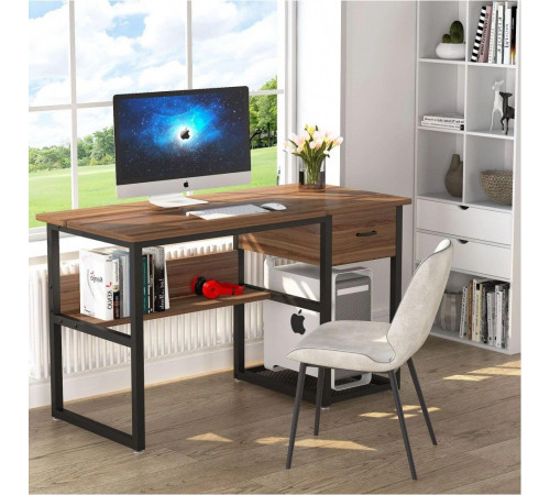 Стіл письмовий, дуб сонома/чорний метал