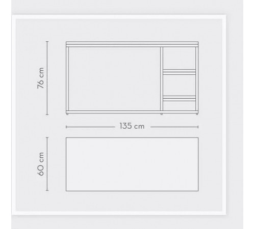 Стол домашний с двумя полками – 135×60×76 см.
