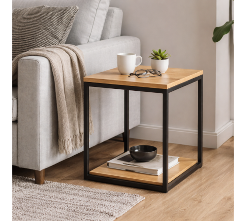 Приставной журнальный столик MSMLOFT – стильный металлический каркас, ламинированная ДСП.