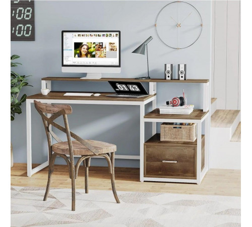 Письменный стол с полками и ящиком для файлов (154×60×90 см)