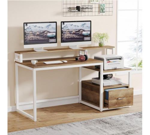 Письменный стол с полками и ящиком для файлов (154×60×90 см)