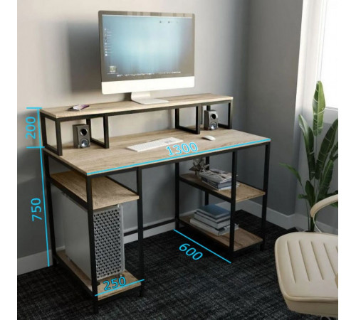 Стол компьютерный в стиле MSMLOFT (металлический каркас)