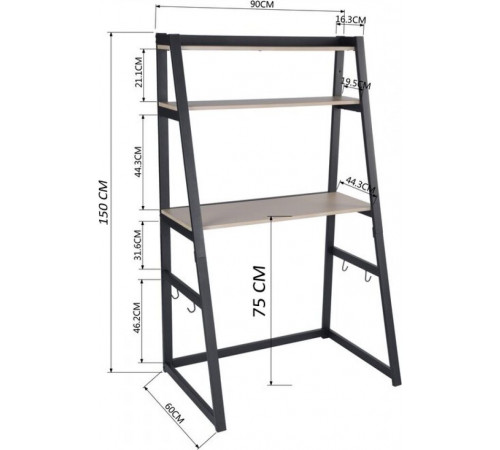 Стол письменный MSMLOFT с металлическим каркасом - 90×60×150 см.