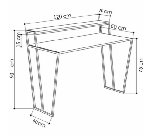 Стол письменный MSMLOFT с металлическим каркасом - 120×60×75 см.