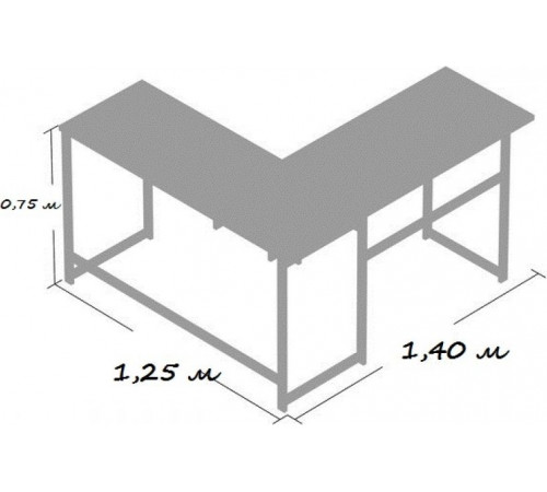 Стол письменный/компьютерный угловой MSMLOFT – 140×50×75 см, черный