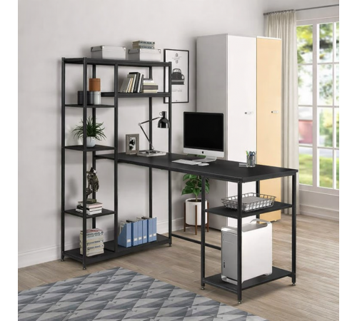 Письмовий стіл Metall СП119 з полицями — 160 × 75 × (60–90) см