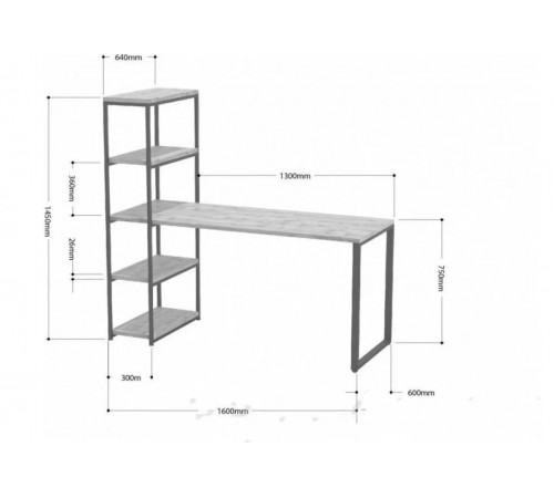 Стол-стеллаж Айсберг 01 – стильный стол-стеллаж в стиле лофт