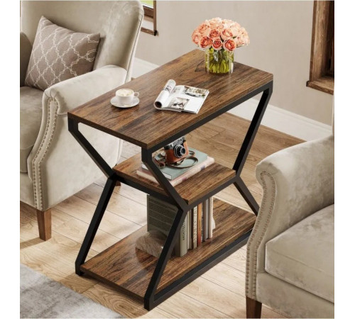 Стол-тумбочка 3-ярусная - 65×60×30 см, лофт-стиль.