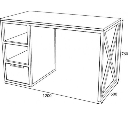 Стол Loft с ящиком — 120×60×76 см, металл/ДСП (светлый/темный) — MSMLOFT