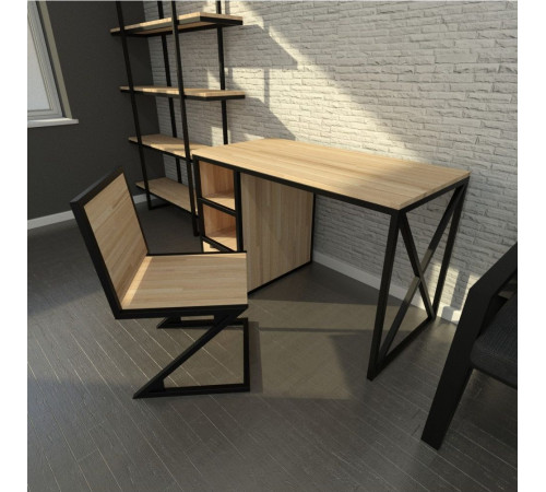 Стол Loft с ящиком — 120×60×76 см, металл/ДСП (светлый/темный) — MSMLOFT