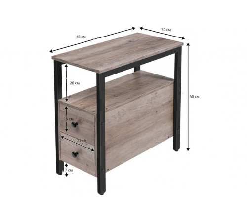 Стол с ящиком и открытой полкой MSMLOFT — 60×30×48 см