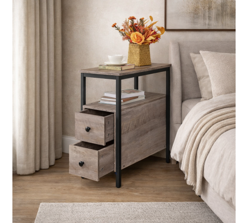 Стол с ящиком и открытой полкой MSMLOFT — 60×30×48 см