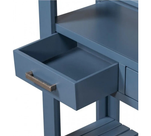Современный консольный стол с 4 ящиками и 2 полками – темно-синий