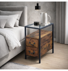 Современный столик VECELO с 2 ящиками и стеклянной столешницей