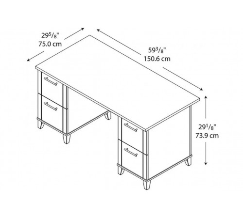 Стіл письмовий Somerset Double Pedestal Executive Desk — ідеальне рішення для домашнього офісу та кабінету