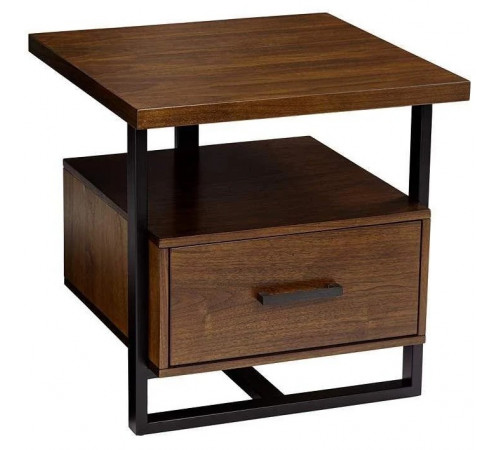Тумба ночная металл/Орех — 500×500×400 мм, MSMLOFT