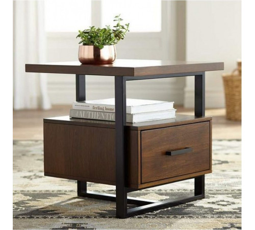 Тумба ночная металл/Орех — 500×500×400 мм, MSMLOFT