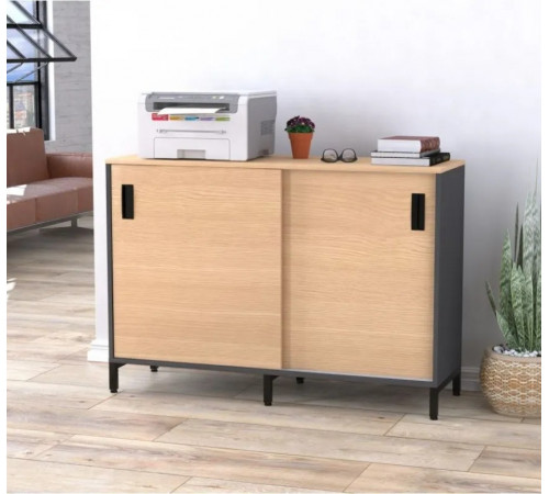 Тумба офисная LS-1200 MSMLOFT — раздвижная дверь, антрацит (120×83×40)