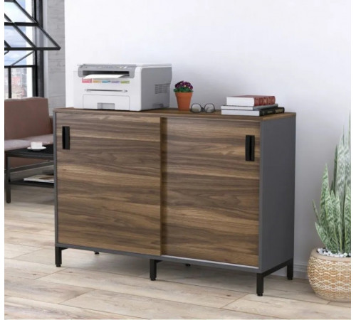 Тумба офисная LS-1200 MSMLOFT — раздвижная дверь, антрацит (120×83×40)