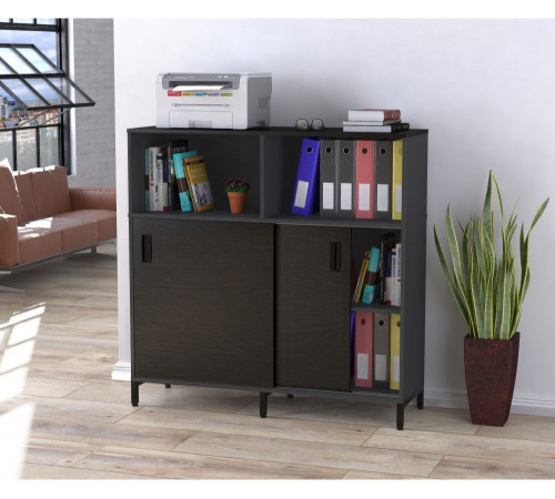 Тумба офисная LS-1200-1200 — раздвижная дверь, на ножках.
