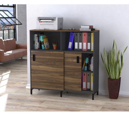 Тумба офисная LS-1200-1200 — раздвижная дверь, на ножках.