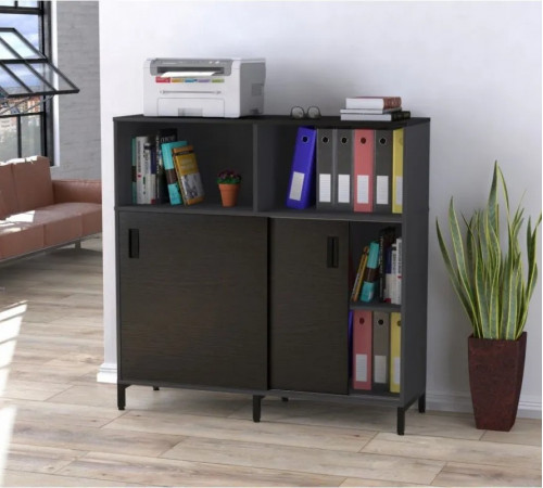 Тумба офисная LS-1200-1200 — раздвижная дверь, на ножках.
